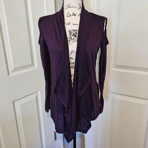 Rags and Couture Cold Shoulder Purple Cardigan